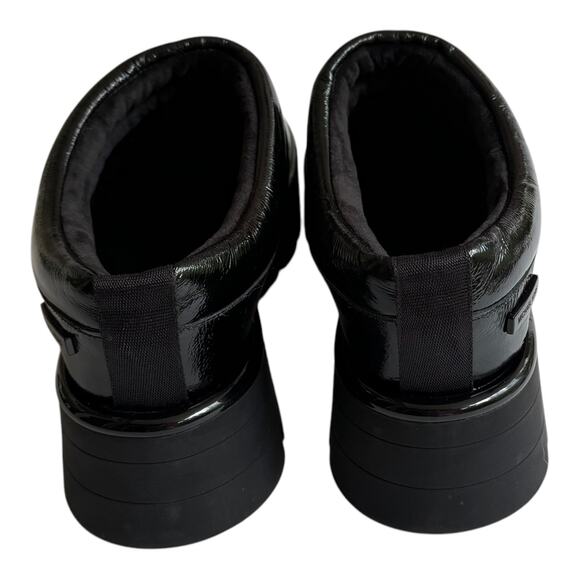 NEW Michael Kors Womens SLIPPER 11 Barton Crackled Patent Leather Chunky Black - Picture 5 of 10